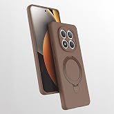 CepLab Xiaomi Redmi Note 15 Pro 5G Kılıf M-Safe Magnetic &Ouml;zellikli Standlı Koruyucu Mat Silikon Kapak Kahverengi