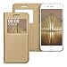 Produktbild kwmobile Flip Case Hülle für > Apple iPhone 7 < mit Sichtfenster - Aufklappbare Kunstleder Schutzhülle im Flip Cover Style in Gold