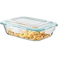 SignoraWare Lock 'N' Store Borosilicate Glass Rectangle Container | Microwave Safe | Convenient Storage | Elegant design | Air Tight Lid | Useful for Tiffin and lunch Box ( 1040ml | Clear )