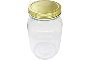 Mczcent Hucha de Dinero con Tapa ranurada Dorada para Todas Las Monedas del Reino Unido, Caja de Ahorro de Dinero, Caja de Ahorro de Dinero para Adultos, Adolescentes, niños, niñas, niños, 1000 ml