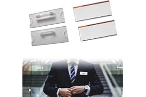 TUKNN Plastica Badge, Badge Portanome, Trasparente Badge,Targhette Per Il Nome, Portanome Con Spilla, Trasparente, Per Scuole, Tours, Eventi, Crociere, Piccole Imprese, 4 Pezzi