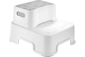 WIDODIO Tritthocker Kinder 2 Stufen, Mutterhände Befreien Toilettenhocker Kinder, Flexible Montage Kinder Hocker Badezimmer, Sehr Stabil Bis 100KG Kinderhocker, Anti-rutsch Hocker Kinder Bad(Weiß)