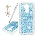 Price comparison product image LG G7 Case ,LG G7 ThinQ Case - Solid Bling Sparkle Glitter Hard Back Case + Clear Shockproof TPU Bumper Protective Frame Phone Phone Case for LG G7/G7 ThinQ 2018 ,with Dust Plug & Stylus - Blue