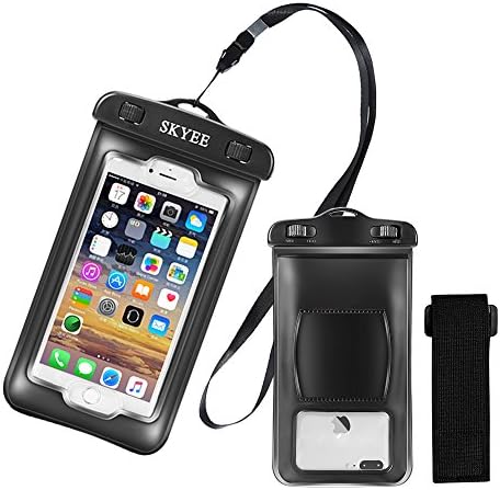 SKYEE iPhone 7 Waterproof Phone Case with Armband, Universal Waterproof Case Cover (Fingerprint Touch ID Supported) Durable Underwater Dry Bag Pouch for iPhone 7/7 plus/6/6s/6 plus/5s and Other Android Smartphone for Beach/Diving/Boating/Surfing/Swimming (Black)