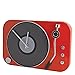 Produktbild Contemporary Clocks Moderne Wanduhr Uhren – Retro klassisch, Plattenspieler-Design, Rot, glänzend