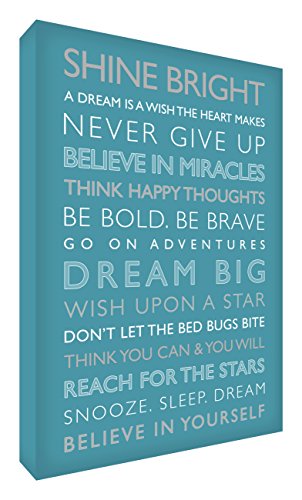 Feel Good Art Gallery Wrapped Box Canvas with Solid Front Panel (30 x 20 x 4 cm, Small, Teal, Dream Big from the Inspiration Collection)