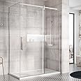 The Bath People Render Bathroom Shower Side Panel Glass Cubicle Shower Enclosure Chrome, 800mm