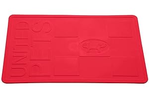 UNITED PETS Mustafà Tappetino Sottociotola di Design per Cani e Gatti, Made in Italy, Tappetino per Ciotola, Antiscivolo, Rosso, M
