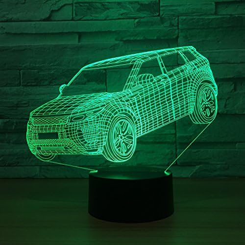Leisurely Lazy Car Shaped 3D Optical Illusion Lamp 7 Colors Change and 15 Keys Remote Control Children Kids Bedside Table LED Night Light
