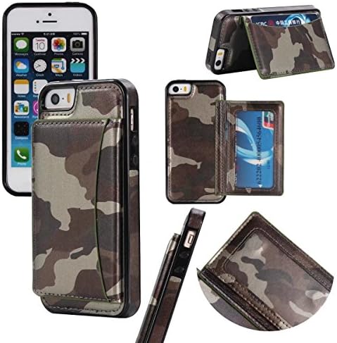 iPhone 6 Plus/6s Plus 5.5 Case ,MIRAER New Army Camo Camouflage Pattern Flip Cover for iPhone 6 Plus /6s Plus 5.5 inch PU Leather TPU Wallet Cover Phone Bags Cases Brown