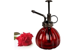 Bemodst® 1 PC Glass Watering Can Pot Vintage Plant Mister Brass Pressure Sprayer Retro Pumpkin Spray Bottle Antique Copper Sprinkler Gardening Tools with Top Pump for Bonsai Flowers (Red)
