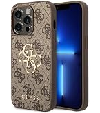Guess IPhone 15 Pro Hülle Schwarz - PU-Leder Mit 4G-Diamant-Dreieck Design & Strass