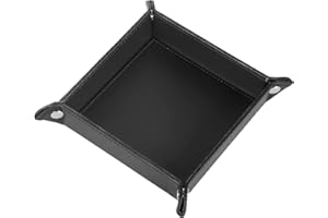 FINDIR Plateau Cuir Plateau de Rangement Plateau Rectangulaire Plateau en PU Cuir Vide Poches Plateau à Bijoux Poche en Faux Cuir pour Monnaie, Clé, Portefeuille et Accessoire(Noir)