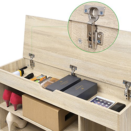 HOMFA Schuhschrank mit Sitzkissen Schuhbank Schuhtruhe Sitzkommode Schuhregal Schuhbank Schuhablage Sitzbank mit Stauraum für Flur Diele Verbindungsgang Braun 103.5*29.5*48cm - 4