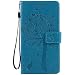 Produktbild Jepson Motorola Moto G4 / G4 Plus Hülle, Leadertasche Premium Lederhülle Flip Case im Bookstyle Folio Cover Kartenfächer Magnetverschluss und Standfunktion Leder Schale Etui für Handytasche Schutzhülle Prägung Katzen & Baum Muster.