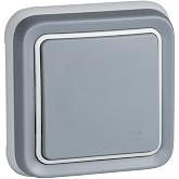 Legrand, Plexo 191510 Wall Switch, Waterproof IP55 Wall Switch, Surface Waterproof Plexo Range - Grey