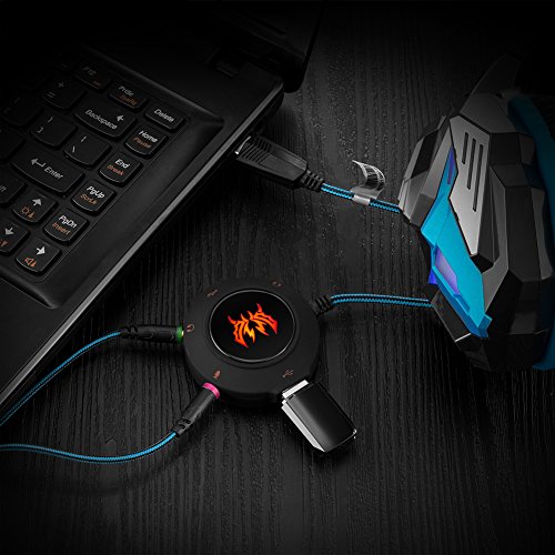 KOTION EACH Soundkarte USB Soundkarte Externer Stereo Sound Adapter für Windows und Mac. Plug & Play Keine Treiber benötigt. (Schwarz Rot) - 5