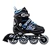 Produktbild Pro Inlineskates für Kinder und Erwachesene - Leuchtende Frontrollen - Größenverstellbar - Schwarz/Blau - Gr. M (34-37)