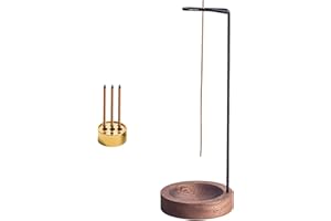 PUERFOCA Soporte de Incienso 2 en 1, Soporte para Incienso Invertido de Madera Soporte, diseño Moderno con Bobina de Cono, 9 Agujeros Quemador,Incienso para decoración del hogar, Oficina, Yoga, meditación