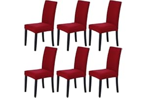 Veakii Coprisedie con schienale 6 pezzi universali, lavabile Estraibile, coprisedile, molto facile da pulire e resistente, moderna sala da pranzo, hotel, arredamento ristorante (6 Pezzi, Bordeaux)