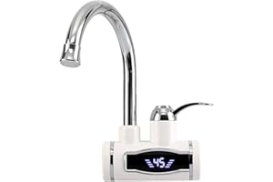 URCHEERS Grifo eléctrico de 220 V, calentador de agua eléctrico rápido, calentador de agua pequeño, calentador de agua eléctrico instantáneo, calentador inteligente para cocina, jardín, baño, coche (entrada de