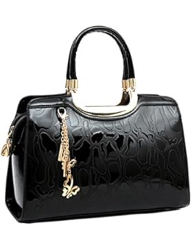 Yan Show Damen Schmetterlings-Anhänger Schulter Beutel Lackleder Handtasche Neu Stein Muster Handtaschen