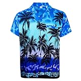 Yvelands Herren Männer T-Shirts Sommer Neue Art Mode Kokosnussbaum Hawaiian Style Kurzarm Hemden Bluse(Blau,M)