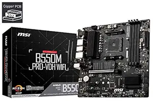 MSI B550M PRO-VDH WiFi DDR4, M.2, USB 3.2 Gen 1, Front Type-C, Wi-Fi, HDMI, Micro ATX Gaming Motherboard AMD Ryzen 5000 Series Desktop Processors