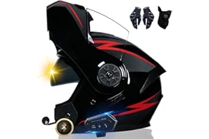 XYYYM Casco Da Moto Bluetooth, Casco Integrale con 2 Piloti Casco Bluetooth Intercom Omologato DOT/ECE, Leggero, con Doppia Visiera, Casco Modulare per Adulti Uomini Donne S~XL