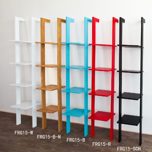 SoBuy® Wandregal, Badregal, Leiterregal, Standregal, Bücherregal, mit vier Böden, Breit: 33cm, weiß, FRG15-W - 6