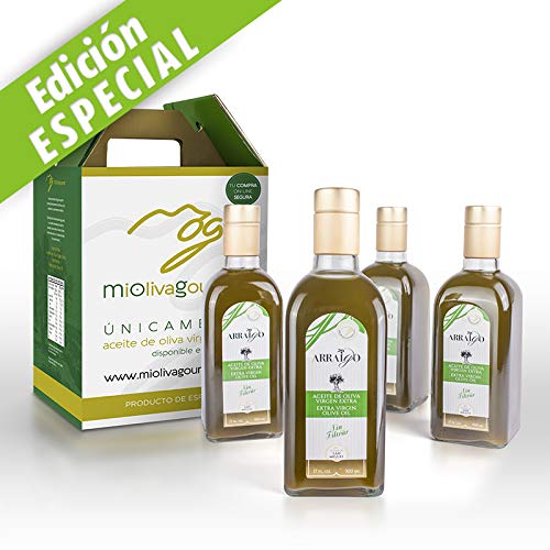 Arraigo sin filtrar - Aceite de Oliva Virgen Extra Premium - 4 Frascas de Cristal de 500 ml. Nueva Cosecha 2.019/20.