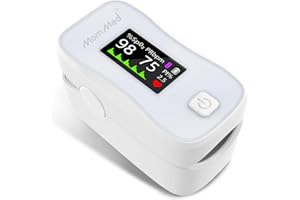 MOMMED Pulse Oximeter, Blood Oxygen Saturation Monitor (SpO2) with Clear Display, Pulse Rate (PR) Perfusion Index (PI) Finger Oximeter, Accurate Oxygen Saturation Meter for Fitness, Sports or Aviation