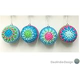 4 Stück Christbaumkugeln Reliefmuster Türkis-Grün-Pink Weihnachten Christbaumschmuck