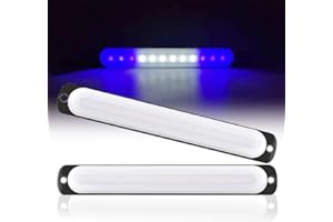 Teguangmei 2PCS Emergency Strobe Lights Bar 12-LED Surface Mount Beacon Hazard Warning Flashing Strobe Light for Construction Vehicle Car Truck Trailer ATVs Car Side Light 12-24V Blue White Blue