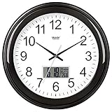 WIHY Leise Seiko Wanduhr Quarz Batterie Dekorative Einzigartige Wohnzimmer Runde Uhr Einfache Precisiond elektronische Quarzuhr Home Wanduhr, 12 Zoll, Flat-Panel Lcd-021, Carbon Black