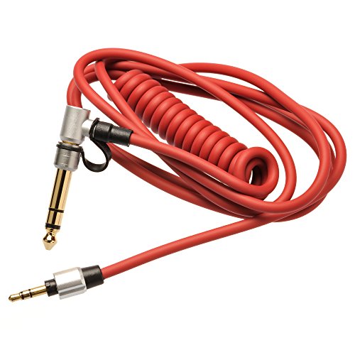 iProtect Ersatzkabel für Monster Beats Dr. Dre 3,5mm und Adapter auf 6,3mm Klinkenstecker Spiralkabel rot