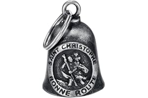 BOBIJOO JEWELRY MOCY BELL - Clochette Moto Guardian Bell Saint-Christophe Acier inoxydable vieilli, protecteur des motards