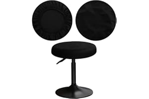 YINGAYOU Hockerbezug Rund 30-40 cm Bezug Hocker Rund Samt Luxuriöser Stoff Waschbar Dehnbar Wunderschöne Farbe für Runde und Eckige Hocker (1, Schwarz)