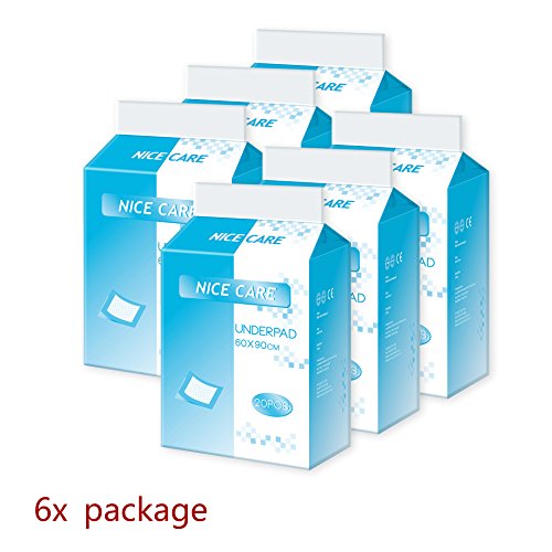 Preisvergleich Produktbild Japanisches Nice Care Bettschutzeinlage Matratzentopper Matratzenschutz Matratzenschöner Matrazenauflage Bettschutz Bett Schutz Schutzbezug Nässeschutz Wasserdicht 20Stück 6-Set 4er Pack 60x90cm Haus Krankenhaus Klinik klein