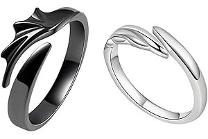 QKEOISUD Couple Matching Rings,Adjustable Angel and Devil Rings for Men and Women, Minimalist Couple Alloy Ring Set, Promise Jewelry, Symbol of Love, Jewelry Gifts