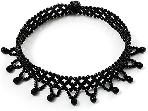 Black Bead High Neck Gothic Ball Flex Dress Choker Necklace Jewellery