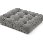 Kadife D&ouml;şemelik Kumaştan Yer Pufu | Sandalye Minderi | Yer Minderi 60x60 cm (A&ccedil;ık Gri)