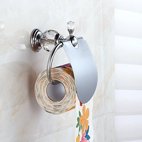 Beelee BA5210C Moderne Luxus Kristall Wandmontierte Toilettenpapierhalter mit Deckel, Chrom - 3
