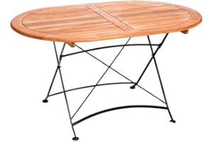 MERXX Tisch Schlossgarten aus Eukalyptus und Stahl, oval, ca. 140x90 cm, FSC Mix