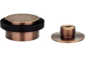 EVI Herrajes | Fermaporta Adesivo | 45 x 20 mm | Base filettata | Gomma Nera | Ottone | Finitura pelle invecchiata | Compresi utensile, vite + tassello di fissaggio | Mod. I-203/35X19-DUAL-CU