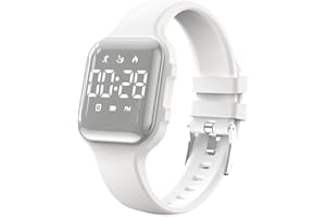 FOCWONY LED Kids Multifunction Steps Counting Watch, Digital Watch, Kids Pedometer Watch, Stopwatch, Alarm Clock, Calories for Women Children Girls Boys (Electroplating White)