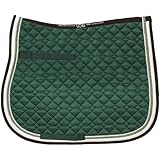 United Sportproducts Germany USG 14450004-320-300-402 Baumwollschabracke, Dressur, Warmblut, dunkelgrn/ ecru/ braun, mit farblich abgesetzter Einfassung, doppelter Kordel ecru / hellgrn