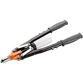 Alyco Orange - 2 Hand Manual Nut Riveter for Automotive | Aluminium and Steel Body, Includes 4 Nozzles from 3.2 to 0.8 cm and