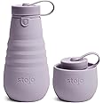 STOJO Collapsible Water Bottle – Lilac Purple, 20oz / 592ml - Leak-Proof Reusable Silicone Travel Cup for Hot & Cold Drinks - Microwave & Dishwasher Safe