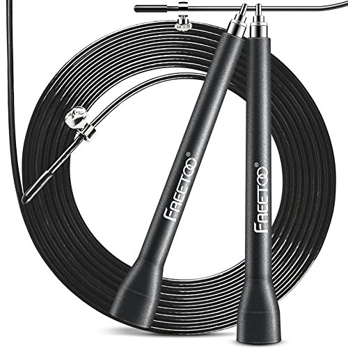 [Springseil] FREETOO Speed Rope jump rope mit Stahlkugellager und verstellbares Seil effektive Skipping Rope für Fitness Fettverbrennung Ausdauertraining und Bodybilding